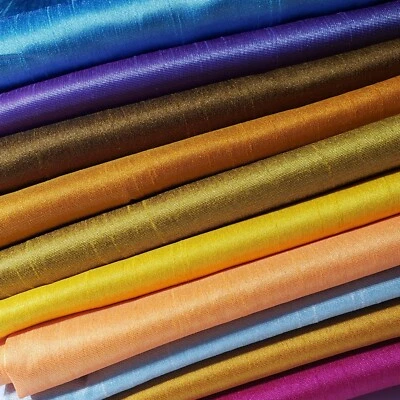 LUXURY FAUX SILK POLY DUPIONI FABRIC 58" BY THE YARD -60 COLORS - Image 1 of 2