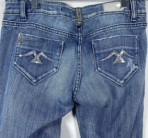 Pantalones de mezclilla Vigoss talla 9 para mujer rectos lavado oscuro azul angustiante festival - Imagen 1 de 7