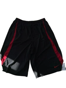 Nike Dri-Fit Boy Basketball Shorts Youth XL Black Red White Embroidered Swoosh - Picture 1 of 4