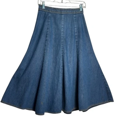 Falda Midi Vintage Y2K Vidal Denim ALine Círculo Completo Retro Azul Jean Talla 11/12 Foto 1 de 4