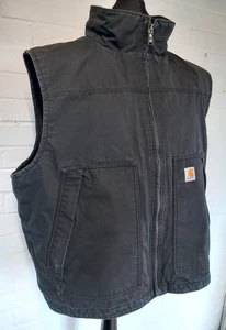 Gilet CARHARTT XXL nero tela pesante conchiglia zip tasche fodera Thinsulate - Foto 1 di 23