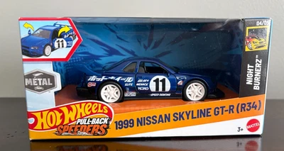 HOT WHEELS 1999 NISSAN SKYLINE GTR R34 PULLBACK SPEEDERS 1:43 SCALE 2025 - Image 1 of 4