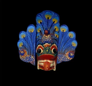 Collectible Sri Lanka Traditional Handmade Wood Peacock Mask  - Picture 1 of 11
