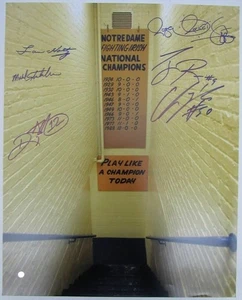 Notre Dame Tunnel Shot Signed by Six 1988 Champs Holtz/Ismail/Rice 16x20 Photo - Picture 1 of 5