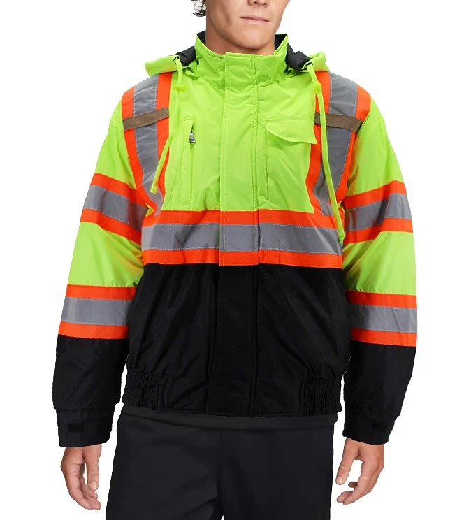 Men's Hooded Class 3 Safety High Visibility Water Resistant Work Jacket - Image 1 of 1