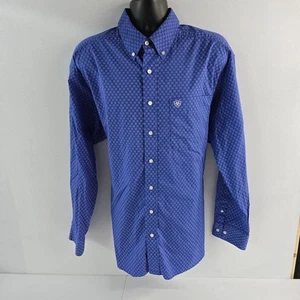 Ariat Men's Button-Up Shirt Blue Geometric Print Long Sleeve XXL 6039 - Picture 1 of 12