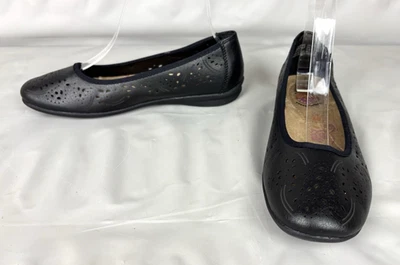 Earth Spirit 黑色芭蕾平底懒人鞋女式 7 人造皮革凝胶 — 第 1/4 张图片