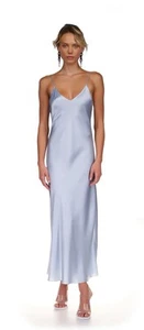 Vestido Dannijo Azul Brisa Maxi Sesgo Slip Seda Talla L Nuevo con Etiquetas - Imagen 1 de 12