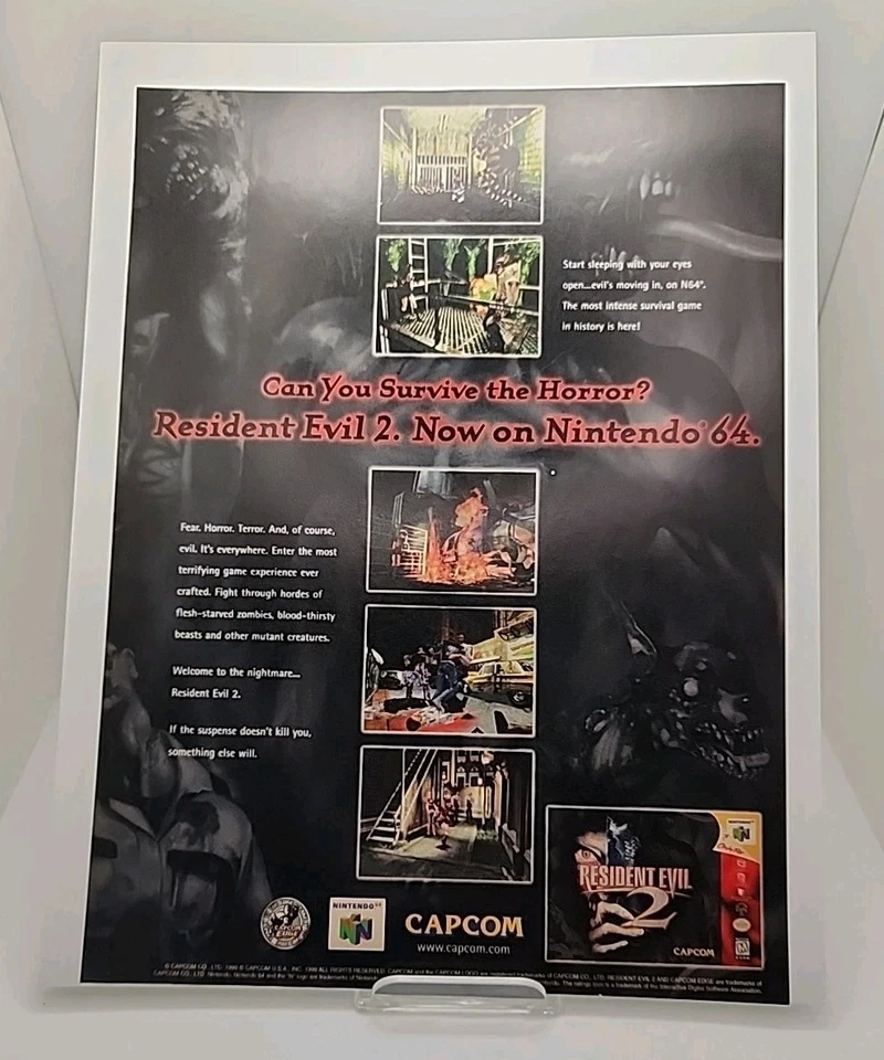 Authentic Vintage Resident Evil 2 for Nintendo 64 N64, Magazine Print Ad/Poster - Image 1 of 1