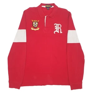 RALPH LAUREN Red Polo Shirt Long Sleeve Cotton Mens XL - Picture 1 of 8