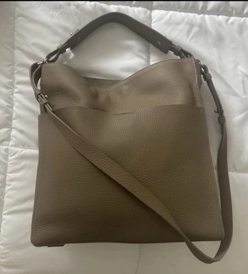Allsaints All Saints Mink Grey Taupe Pebbled Leather Tote Shoulder Crossbody - Image 1 of 4