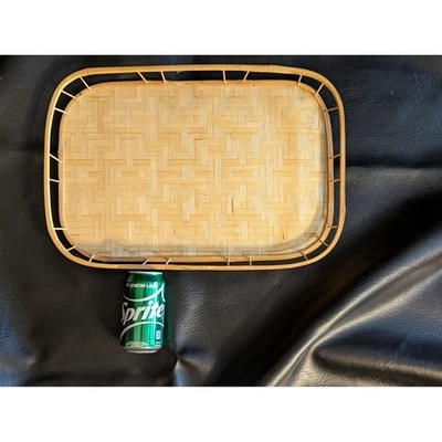 Woven Bamboo Tray Serving Platter Natural Rustic Farmhouse Decor 14 x 19 in - Image 1 of 3