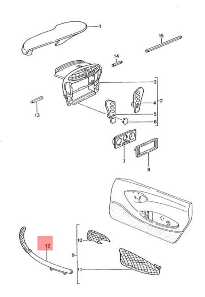 Genuine PORSCHE Boxster Pull Handle Left Black 98655598703A11 - Image 1 of 1