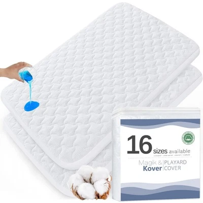 Pack and Play Mattress Pad Protector 38" x 26", 2 Pack Waterproof Pack and Pl... - Image 1 of 4