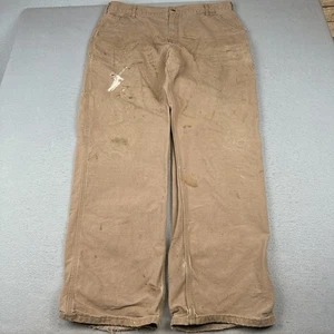Vintage Carhartt Jeans Mens 38x34 Tan Duck Canvas Thrashed Destroyed Wide Leg - Picture 1 of 15