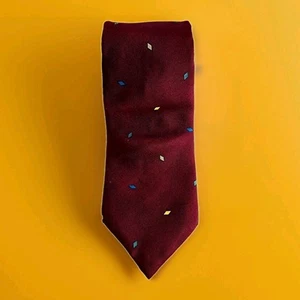 Adolfo Seidenkrawatte Burgund Wein Rautenmuster Hergestellt in den USA 100 % Seide Vintage Design - Bild 1 von 4