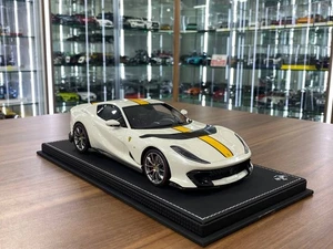 Ferrari 812 Competizione BBR Gloss Italian White Yellow Stripe Ltd  [1/18 Resin] - Picture 1 of 10