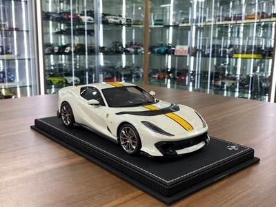 Ferrari 812 Competizione BBR Gloss Italian White Yellow Stripe Ltd  [1/18 Resin] - Image 1 of 4