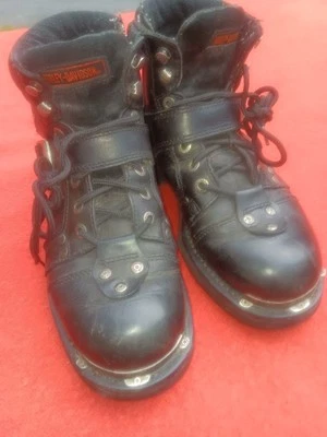 Harley Davidson Men's 8 Brake Buckle Leather Soft Toe 91684 Riding Boot Black - Image 1 of 4