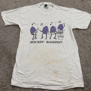Camiseta Vintage Años 90 Maui and Sons Rockin Raisins - Talla M Blanca Desteñida - Imagen 1 de 6