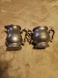 Vintage Pewter Creamer & Open Sugar Bowl  - Picture 1 of 11
