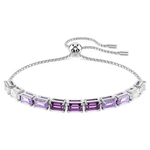 Swarovski Matrix Tennis Bracelet, Baguette Cut, Purple, Rhodium Plated 5707199 - Picture 1 of 7
