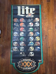 Double Sided 1996 Miller Lite Banner NFL Super Bowl XXX Football helmets 57" - Picture 1 of 14