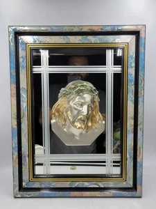 Vintage Creazioni Artistiche Italy Jesus Framed Mirror 3D Metal 19 X 15 Read - Picture 1 of 24