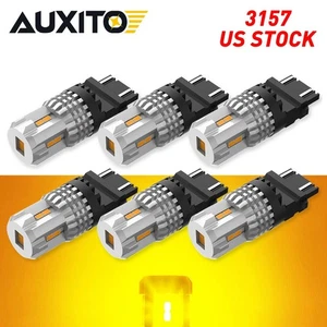 6x AUXITO 3157 3156 LED Amber Turn Signal Indicator Parking Light Tail Bulbs EAC - Picture 1 of 12