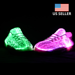 Milkywayz Fiber Optic LED Light Up Shoes With USB (Black, Size 35)