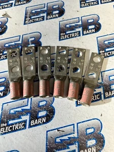 BURNDY YA25L2TC38, (1) LOT OF (6) CU COMP LUGS, 2 Hole, 1/0 AWG - NEW-S - Picture 1 of 2
