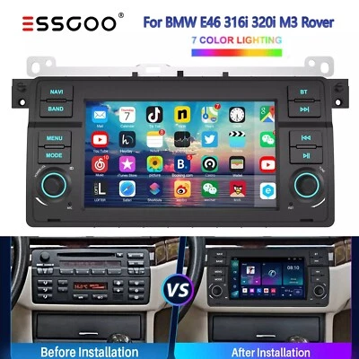 Android 14 Apple Carplay Autoradio GPS NAV WiFi Für BMW 3er E46 M3 Rover 75 MGZT - Bild 1 von 4