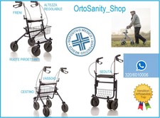 DEAMBULATORE GIRELLO ROLLATOR ANZIANI DISABILI INTERNO ESTERNO PIEGHEVOLE SEDUTA