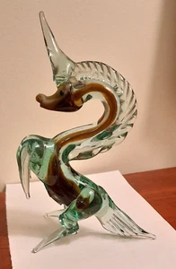 Hand Blown Art Glass Rearing Unicorn Figure Green Mystic Medieval Mythology - Bild 1 von 10