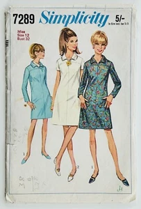1960’s Vintage Sewing Pattern Simplicity 7289 Misses A-Line Dress Bust 32” - Afbeelding 1 van 4