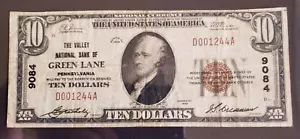 Valley National Bank of GREEN LANE, PA $10 Charter #9084 - Picture 1 of 2