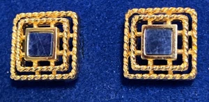 Vintage Gold Tone Blue Stone Cufflinks TEH8-47 - Picture 1 of 5