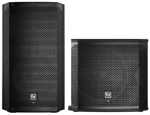 EV ELX200-12P Active 12" 1200W Powered Speaker + EV ELX200-12SP 12" Subwoofer - Picture 1 of 9