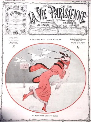 La Vie Parisienne Magazine 4 Nov 1910 Migratory Birds Woman Runs From Birds - Image 1 of 4