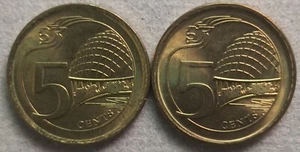Singapore 2 pcs 3rd Series 2017 5 Cents coin - Picture 1 of 2