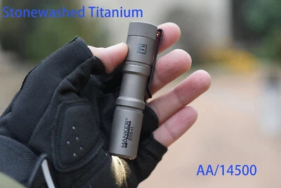 Mankerlight E05 II Stonewashed Titanium EDC Flashlight 1300 Lumen 14500 AA Torch - Image 1 of 4
