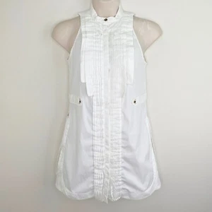 Willow A-line sleeveless shirt dress size 14 white cotton nylon pin tuck detal - Picture 1 of 10