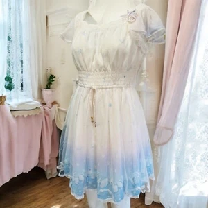 Secret Honey by Honey Bunch White Blue Mermaid Dress Japanese Gyaru Fashion - Picture 1 of 19