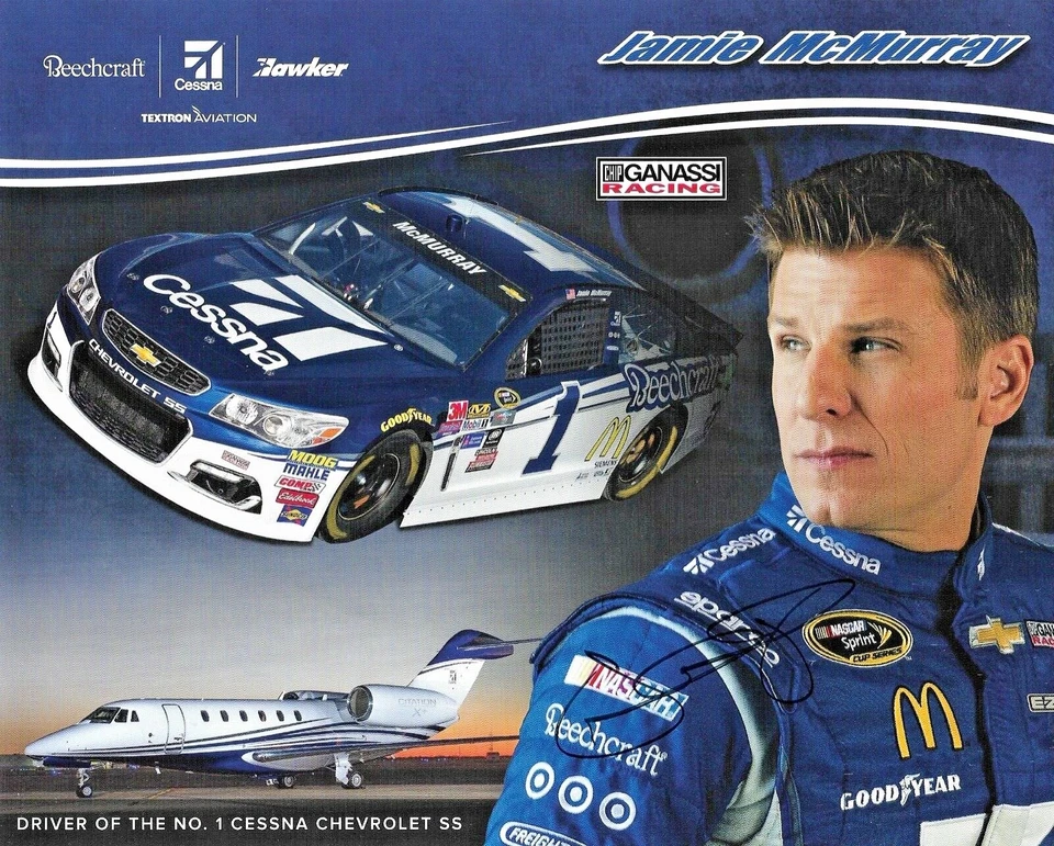Tarjeta de héroe postal 8x10 2016 Jamie McMurray Cessna McDonalds #1 firmada por NASCAR Foto 1 de 1