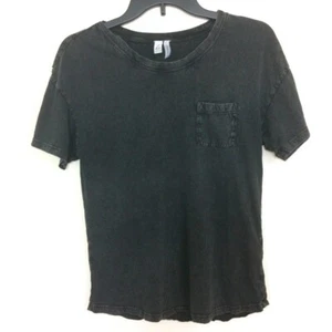 Z By Zella Women Short Sleeve Active T-Shirt Pocket Front Washed Faded Black XS - Picture 1 of 8