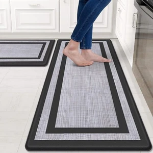 Kitchen Mat 2 PCS Cushioned Non-Skid Waterproof Rugs Ergonomic Comfort New - Picture 1 of 7