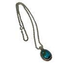 Diamond Bar Navajo Turquoise Stone Necklace Silver Native American NEW