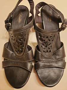 Çlarks Sandals - 9M -Sienna Black - Leather - Very Good Condition - Picture 1 of 8