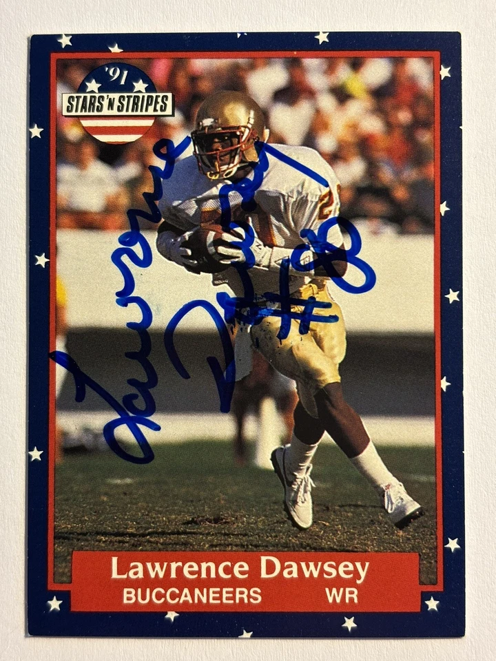 LAWRENCE DAWSEY TAMPA BAY BUCCANEERS 1991 FLEER #124 AUTOGRAPHED FOOTBALL CARD - Image 1 of 1
