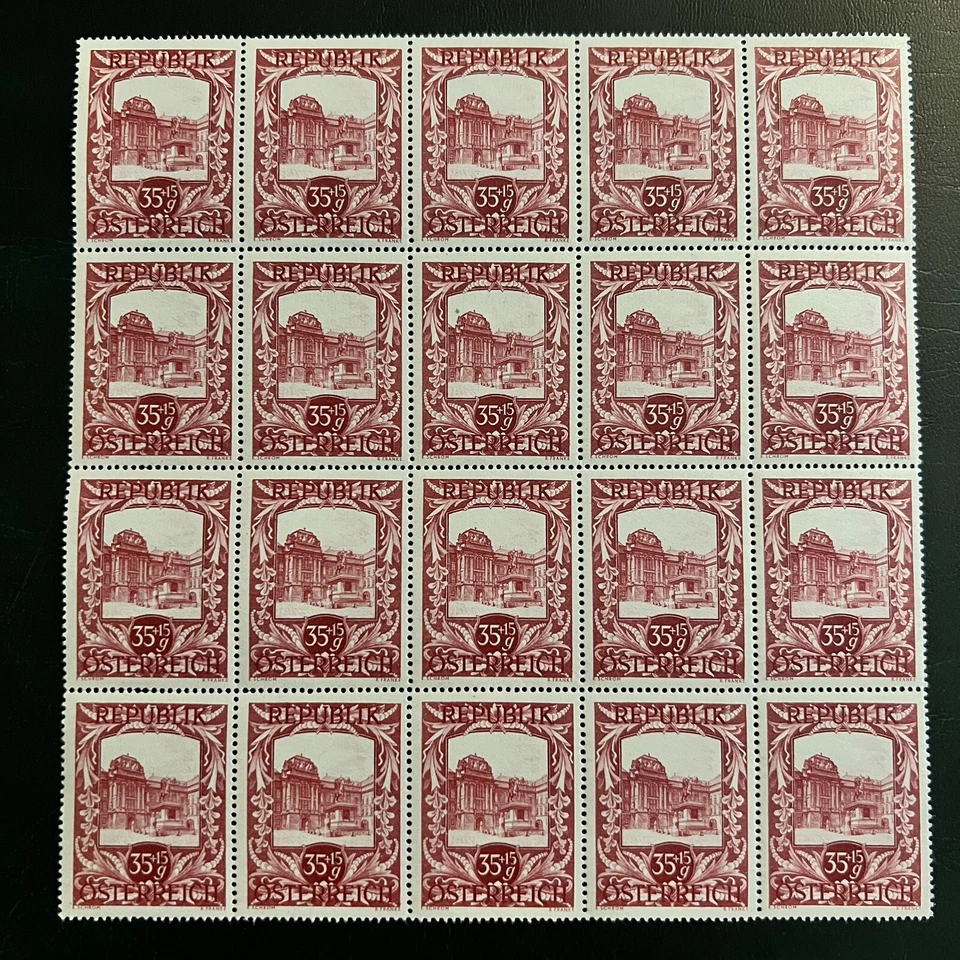 1947 AUSTRIA MINT 35+15G STAMPS #B215 FULL SHEET, VIENNA'S NATIONAL LIBRARY - Изображение 1 из 2